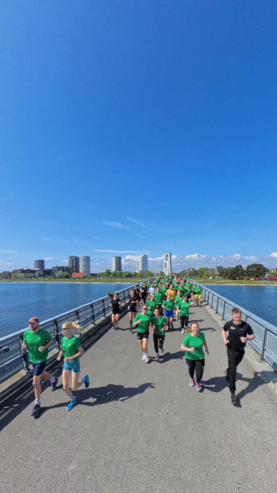Runners walking part of a long route together